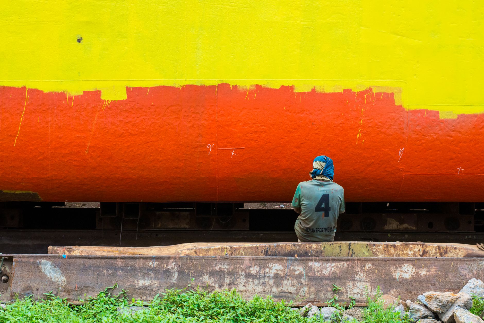 Paintbrushes and colourful paint